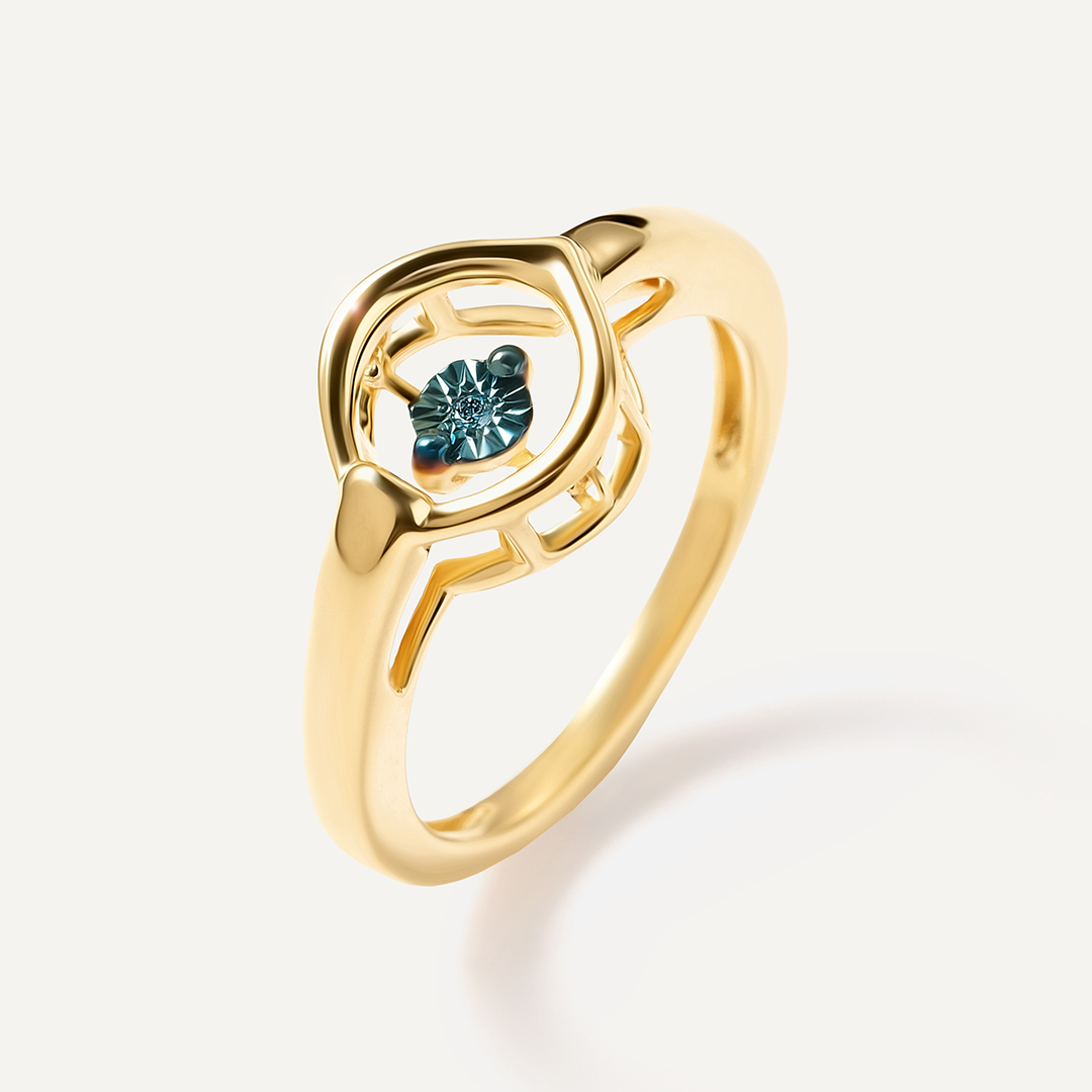 Серебряное кольцо с голубым бриллиантом "Танцующий камень"