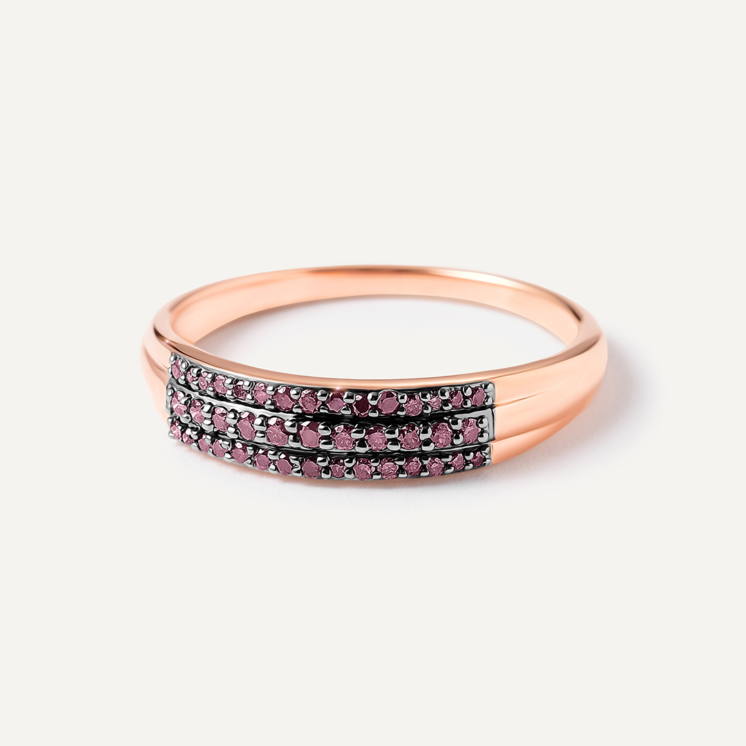 Серебряное кольцо с розовыми бриллиантами