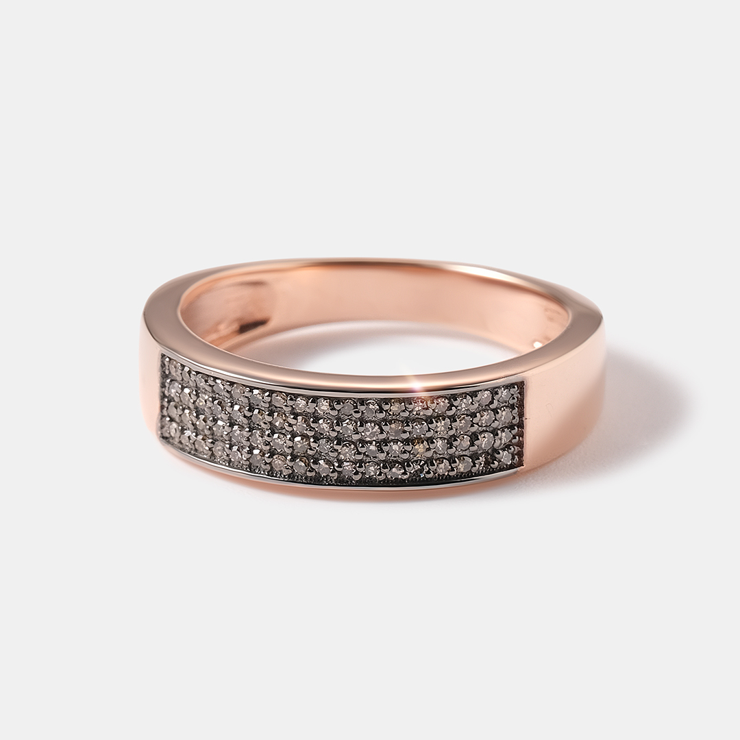 Серебряное кольцо с коньячными бриллиантами