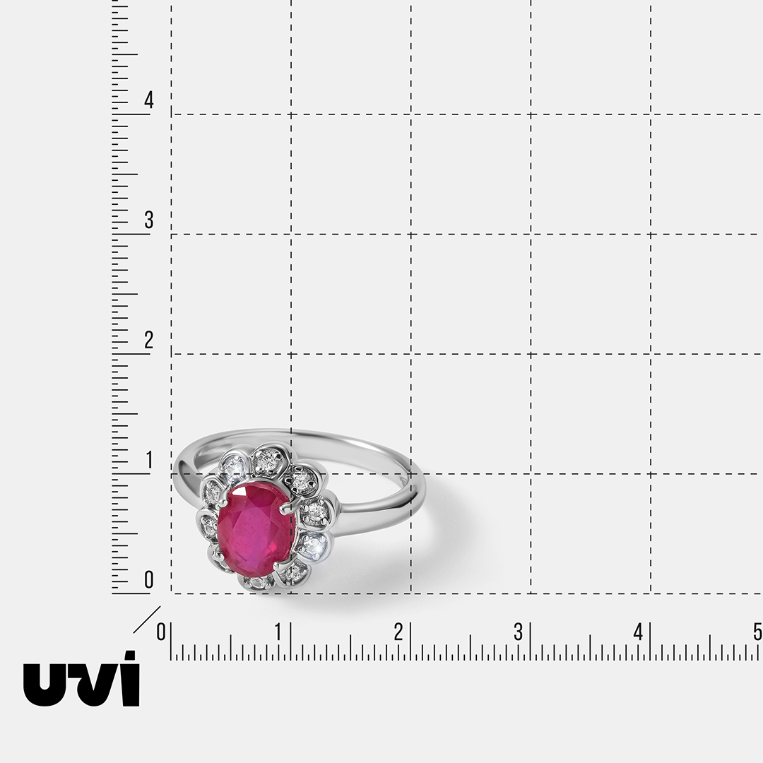 Серебряное кольцо с рубином "Цветок"