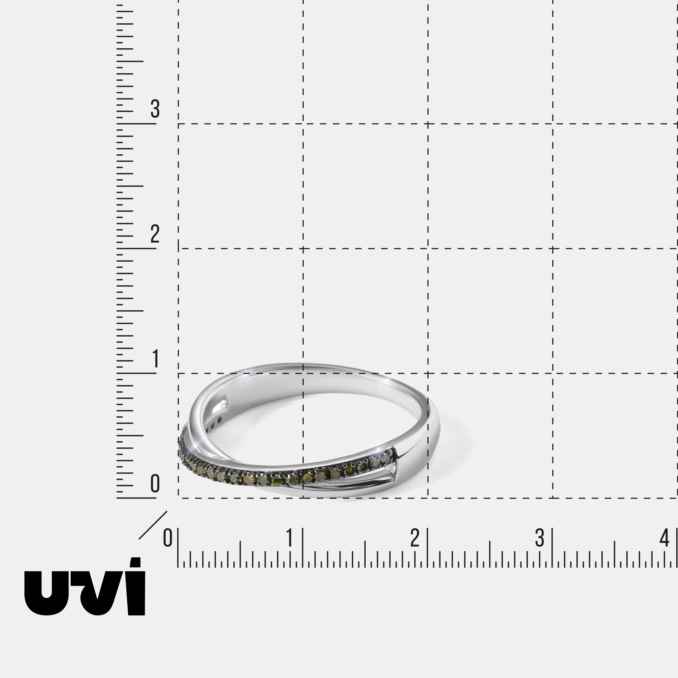 Серебряное кольцо с зелеными бриллиантами