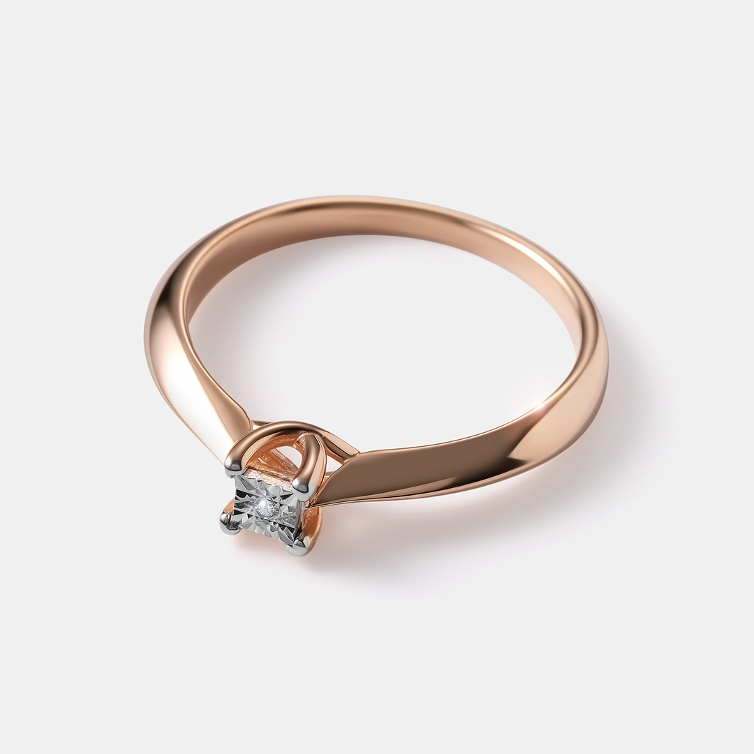 Серебряное кольцо с бриллиантом