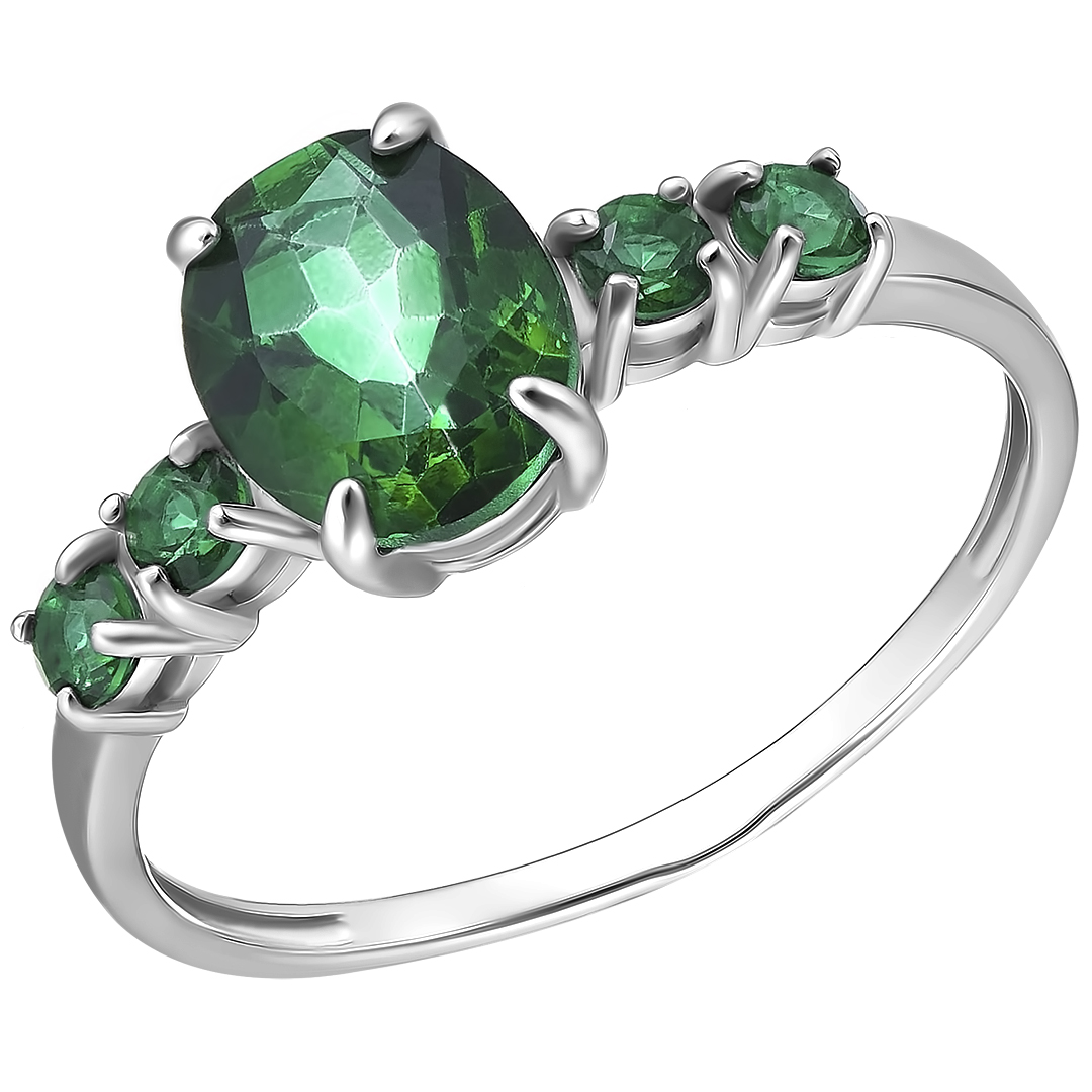 Серебряное кольцо с зелеными топазами