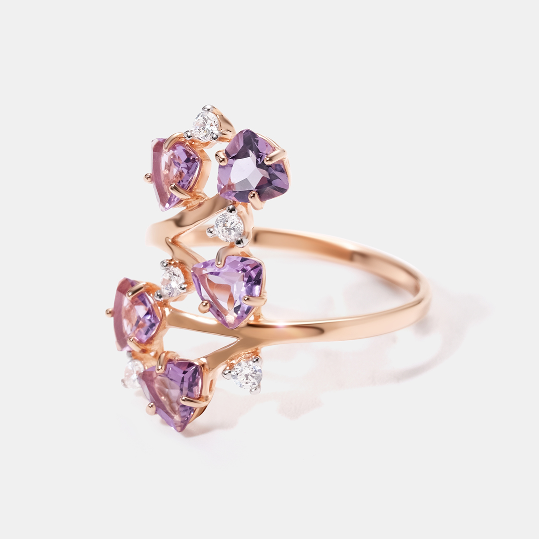 Серебряное кольцо с аметистами