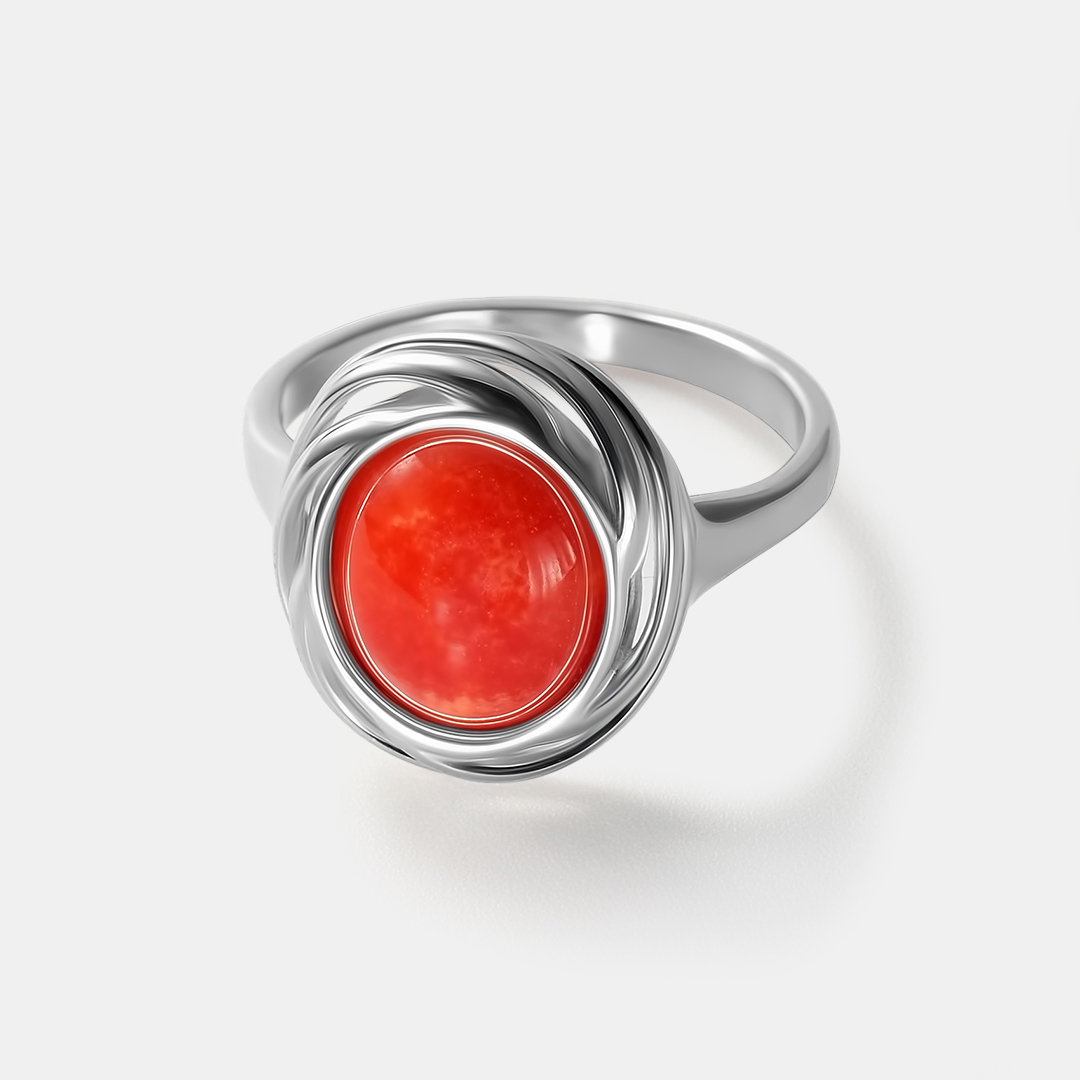 Серебряное кольцо с кораллом