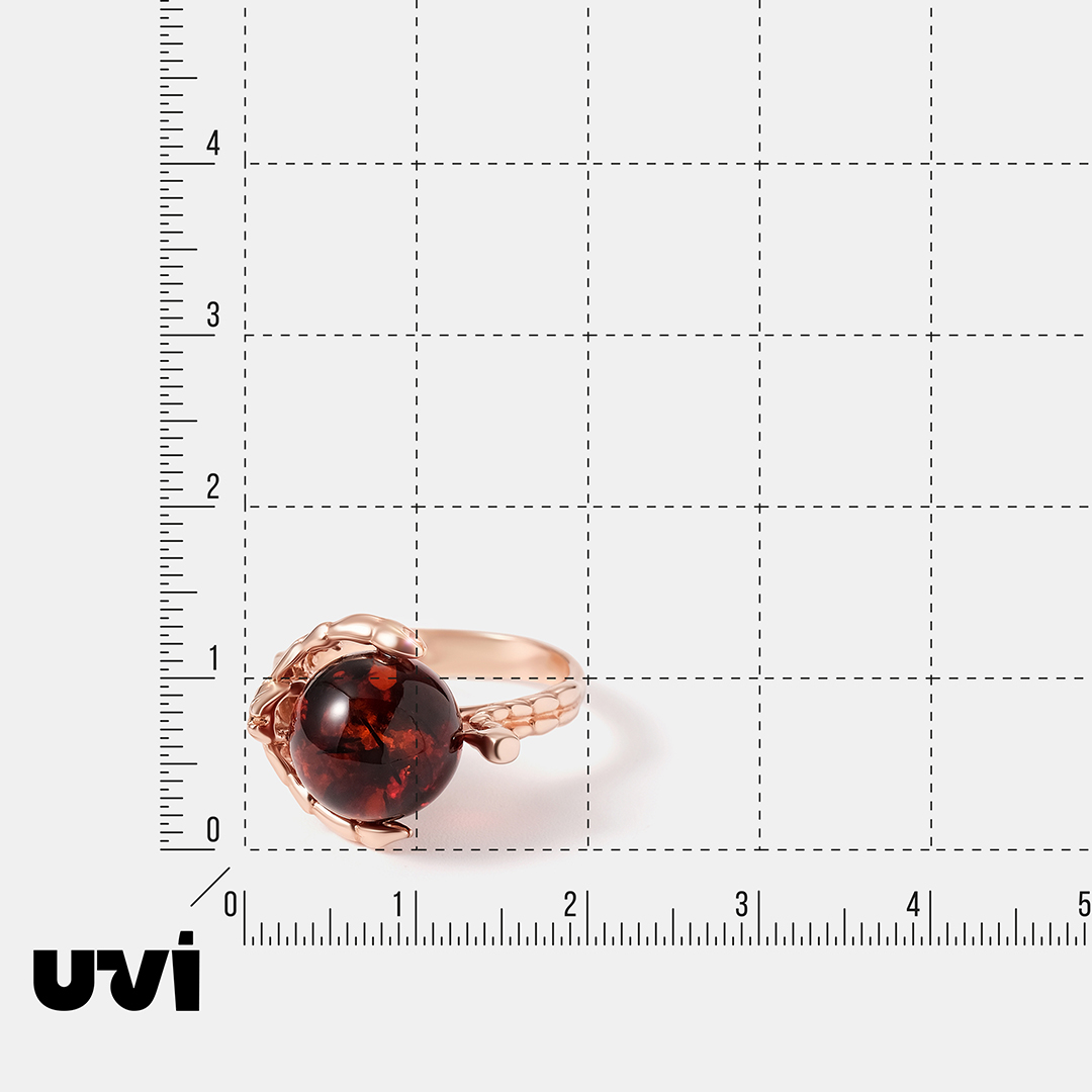 Серебряное кольцо с янтарем "Скорпион"