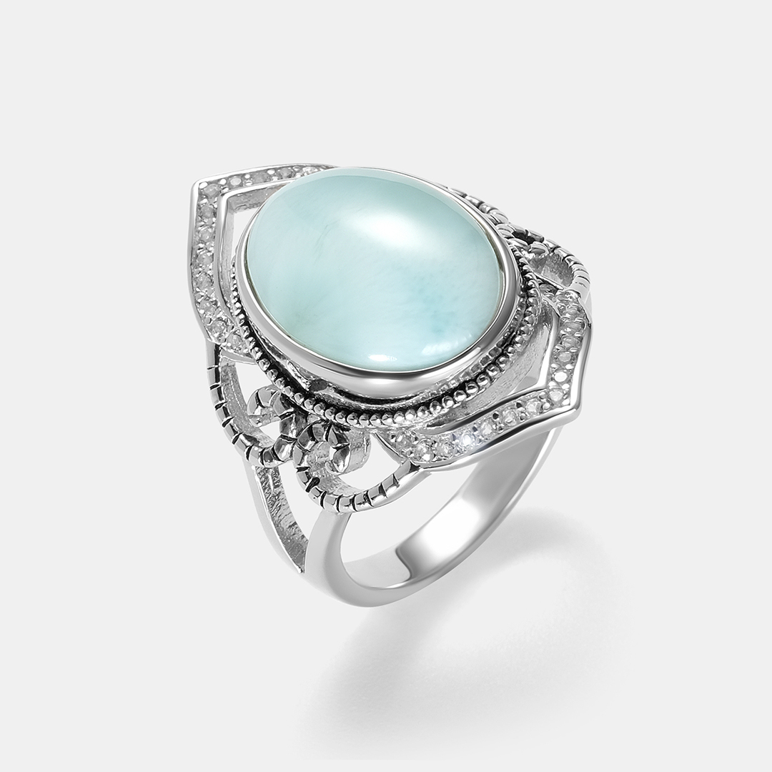Серебряное кольцо с ларимаром