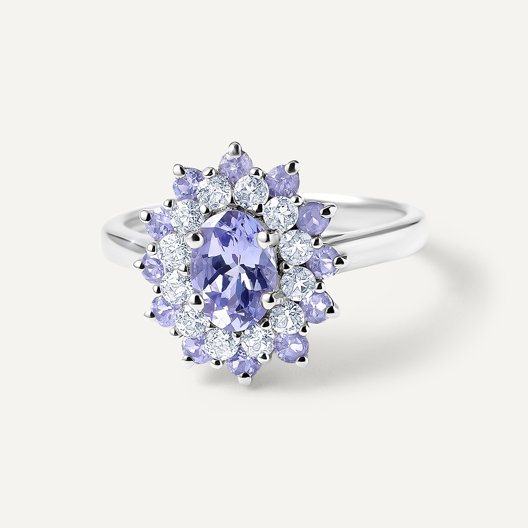 Серебряное кольцо с танзанитами