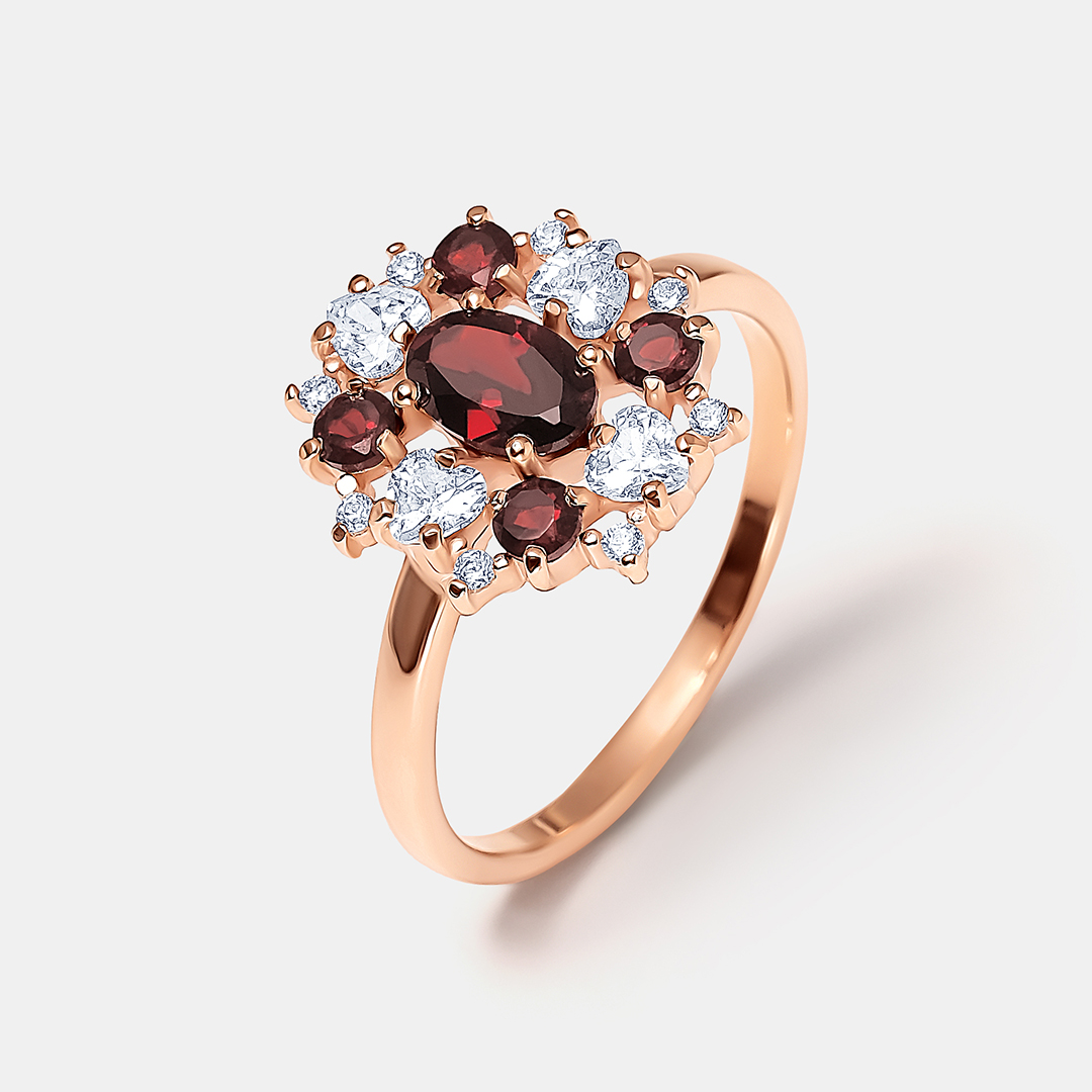 Серебряное кольцо с гранатами