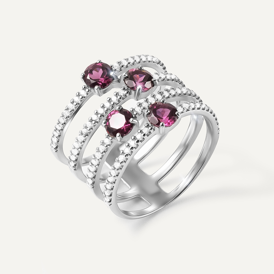 Серебряное кольцо с родолитами