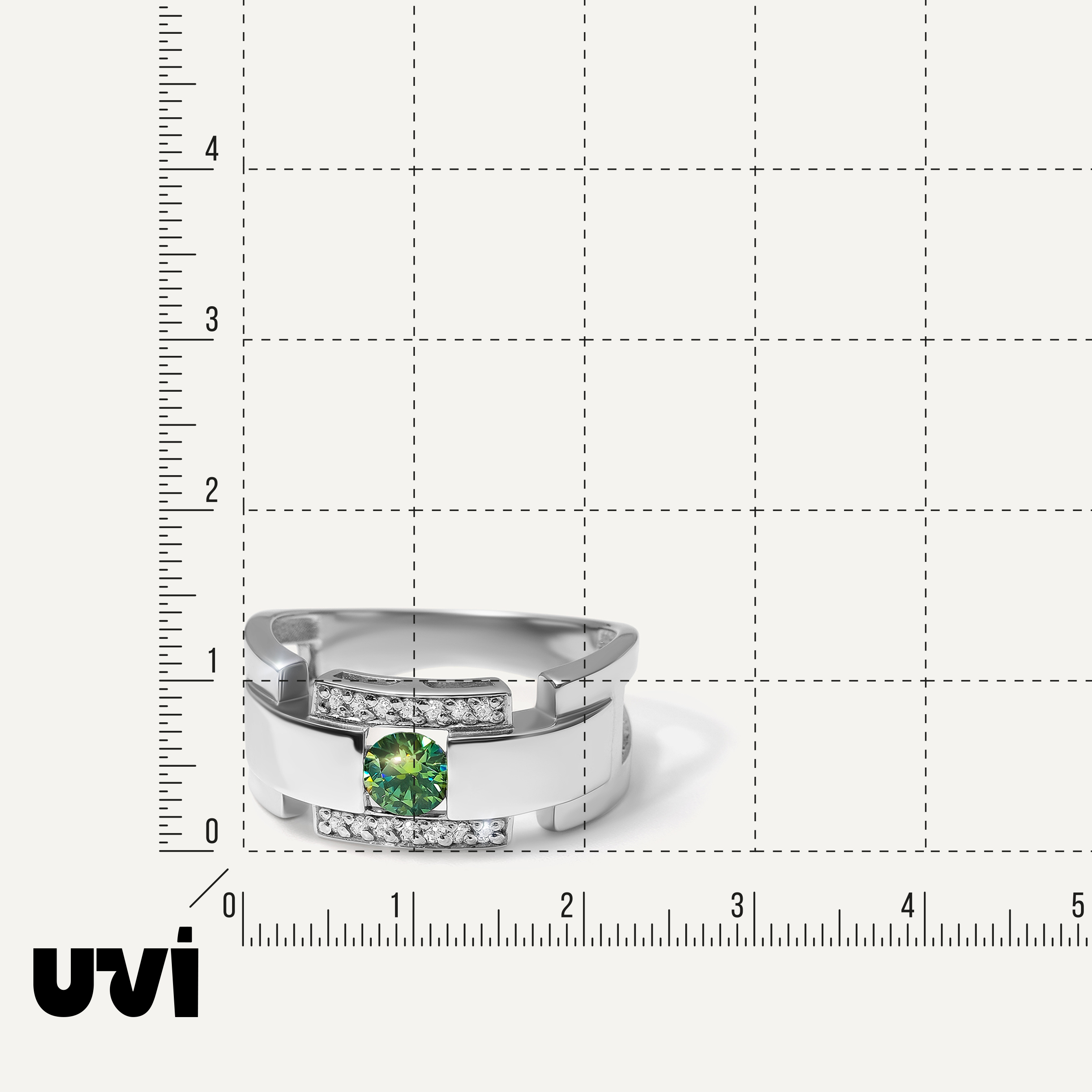 Серебряное кольцо с муассанитом Параиба