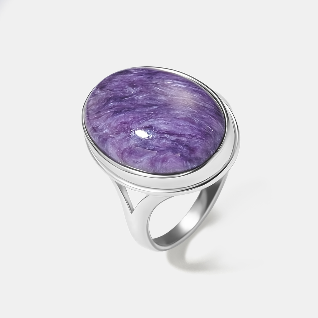 Серебряное кольцо с чароитом