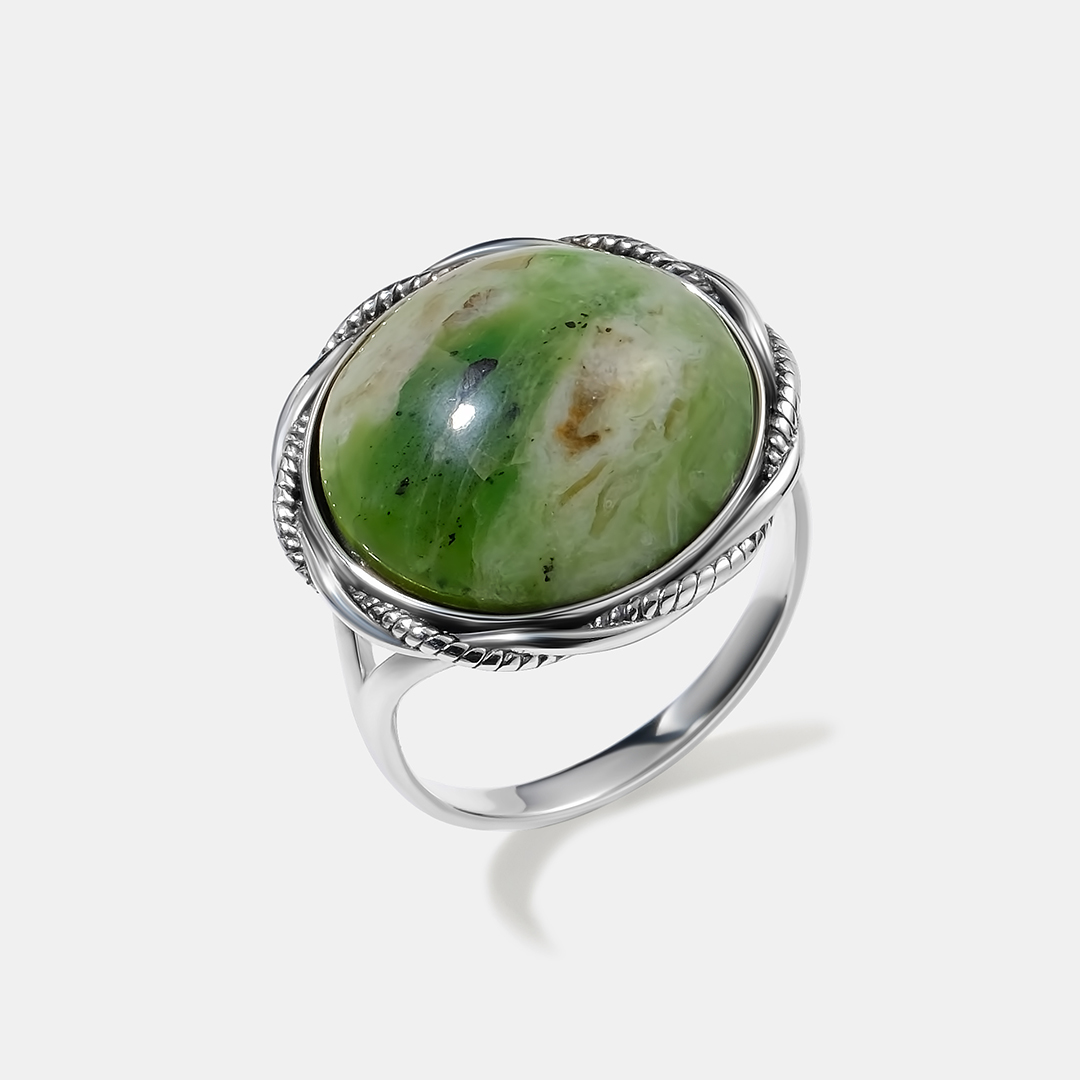 Серебряное кольцо с зеленым опалом
