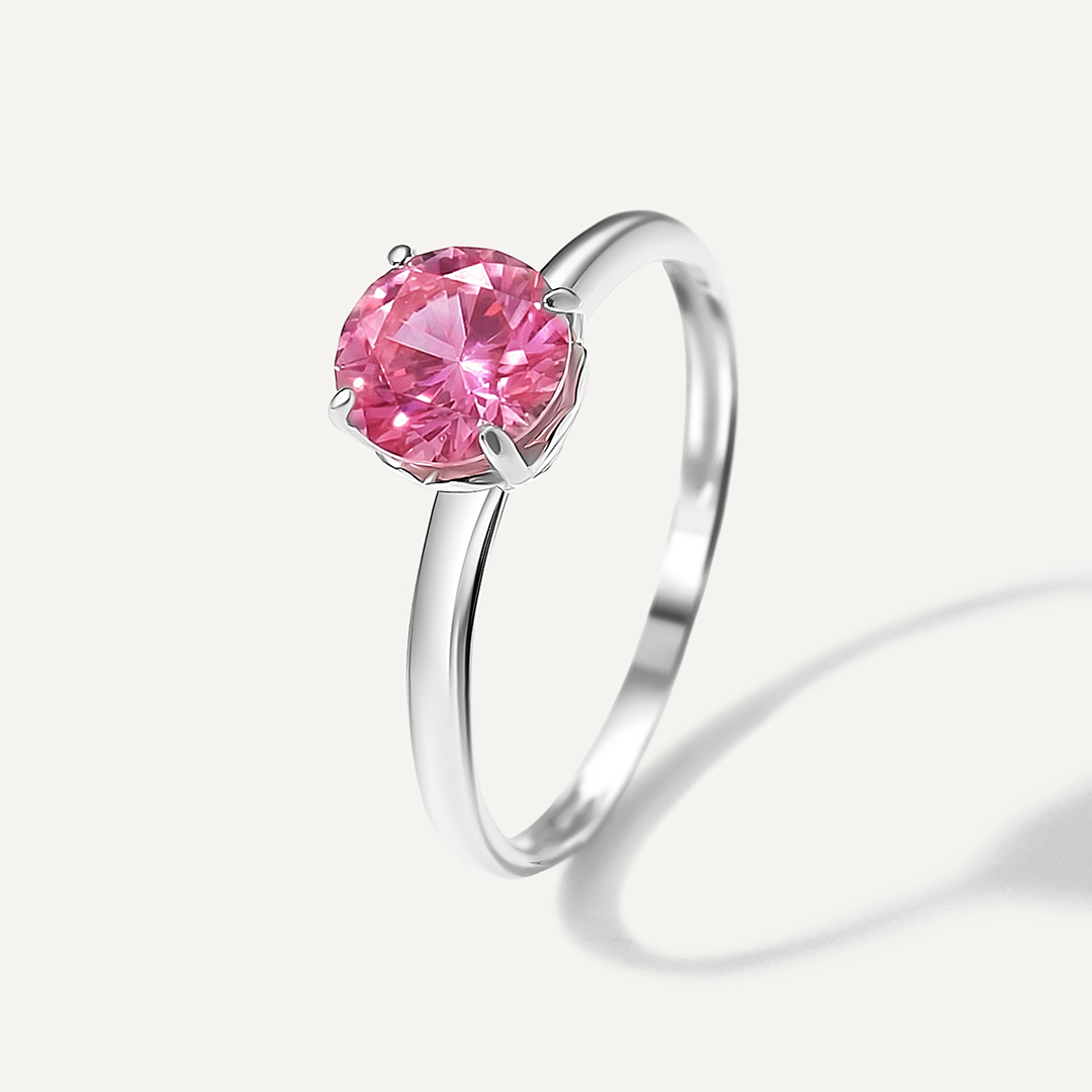 Серебряное кольцо с розовым муассанитом