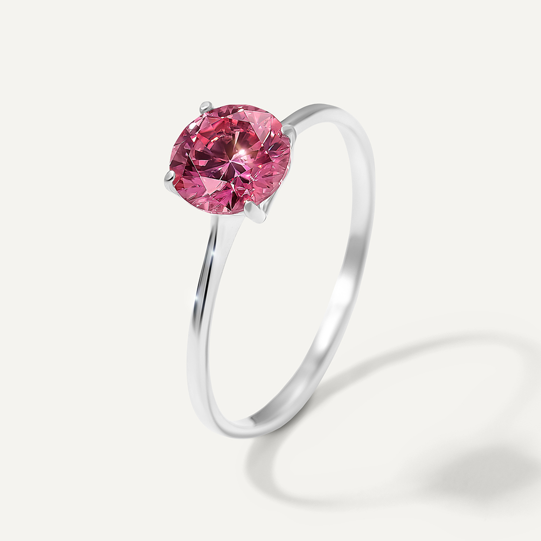 Серебряное кольцо с розовым муассанитом