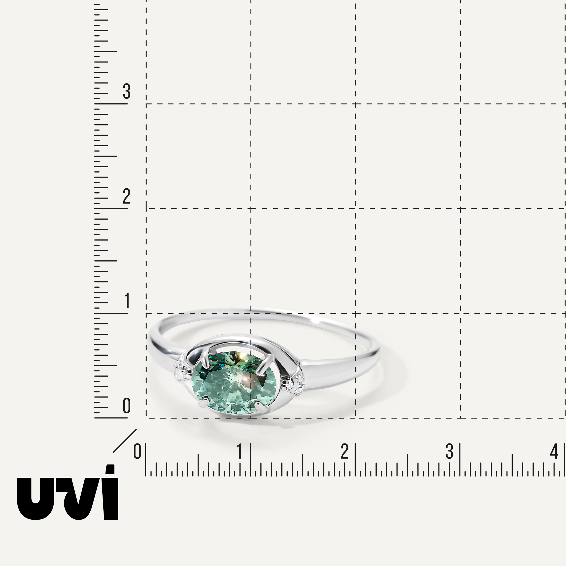 Серебряное кольцо с муассанитом Параиба