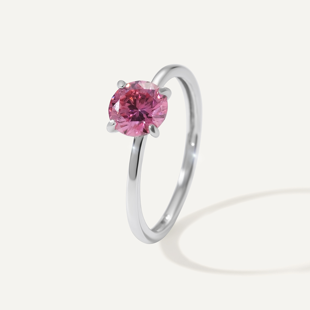 Серебряное кольцо с розовым муассанитом