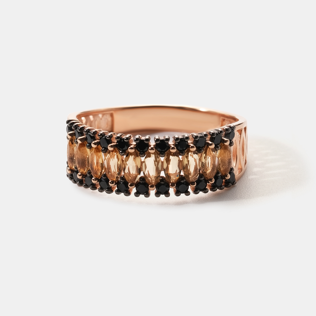 Серебряное кольцо с цитринами и шпинелью