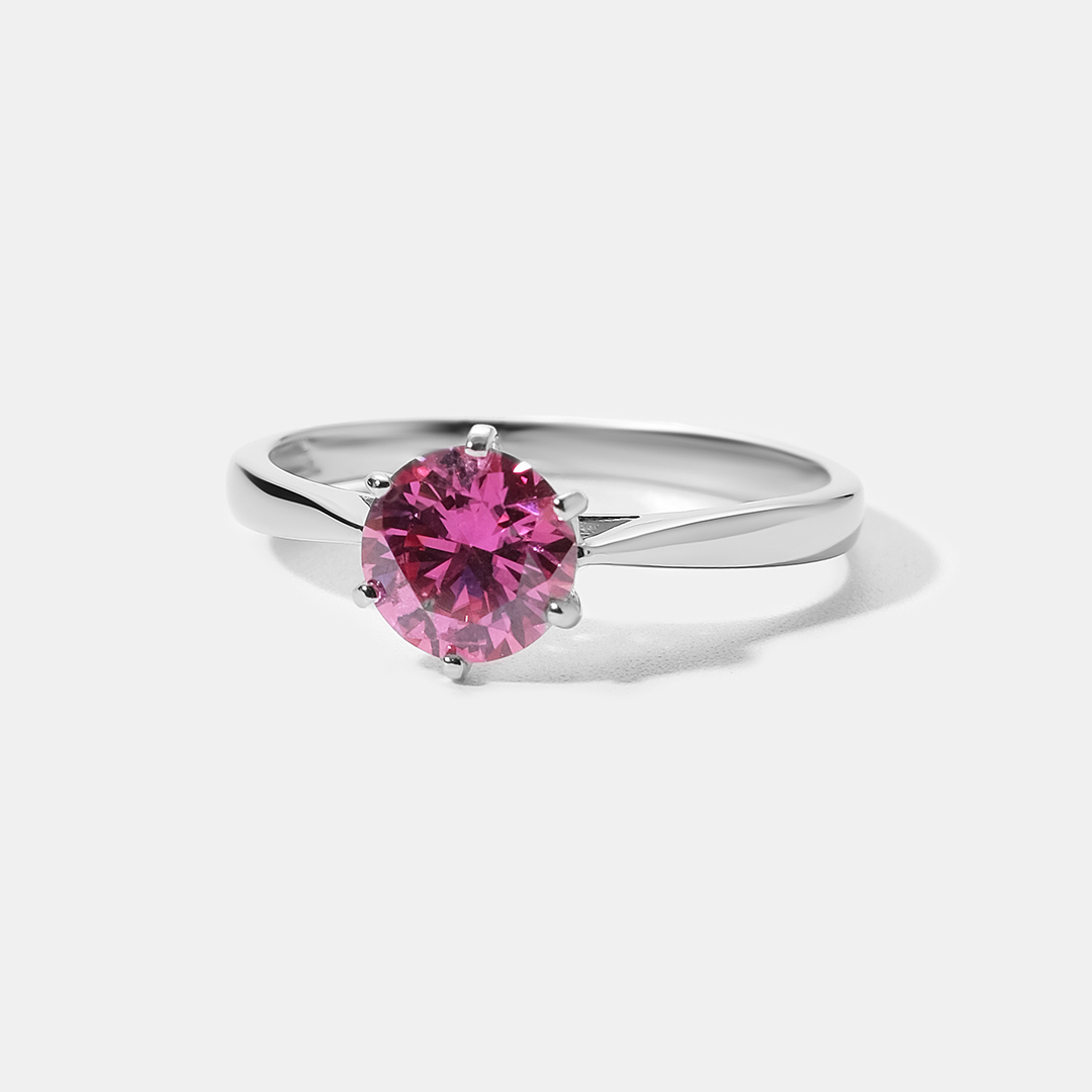 Серебряное кольцо с розовым муассанитом