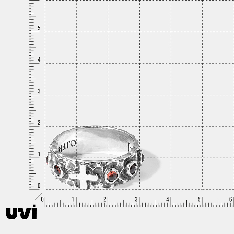 Серебряное кольцо с гранатами "Крестик"