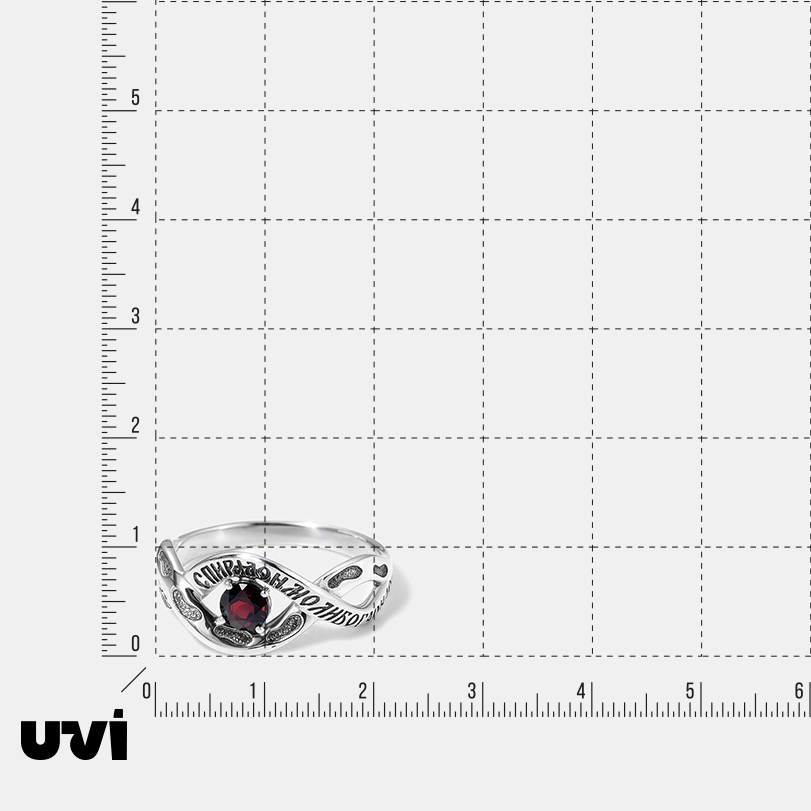 Серебряное кольцо с гранатом "Следы Спиридона"