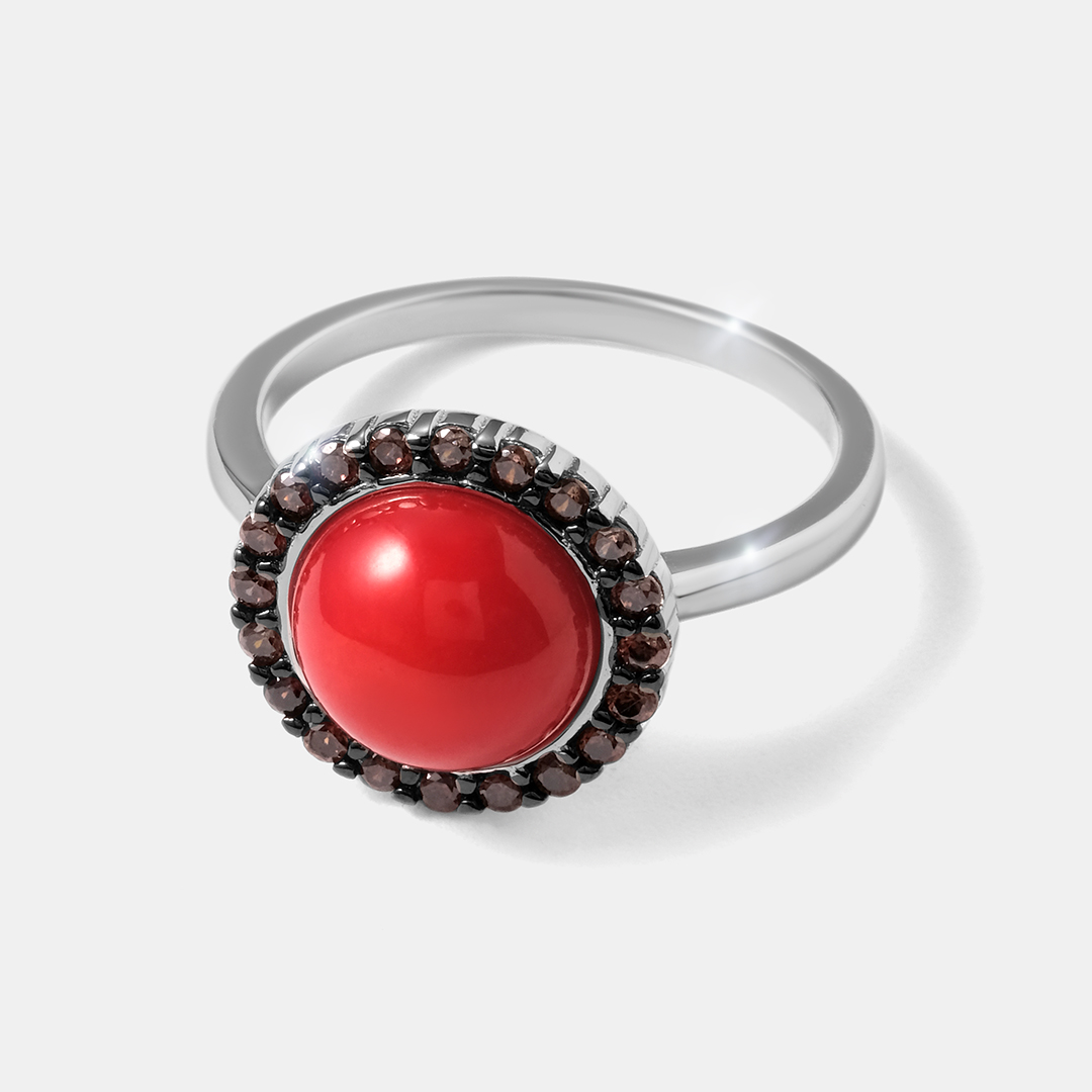 Серебряное кольцо с кораллом