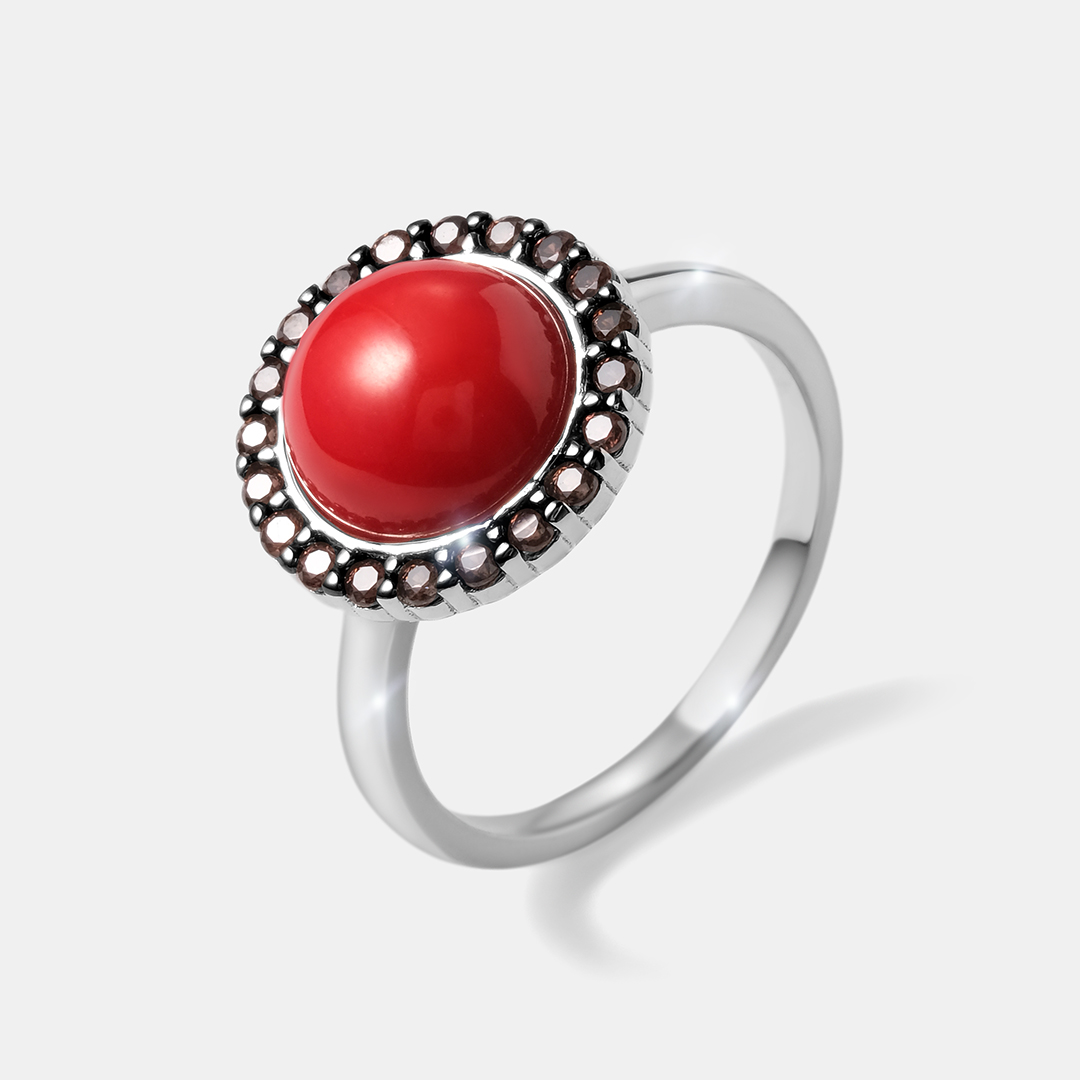Серебряное кольцо с кораллом