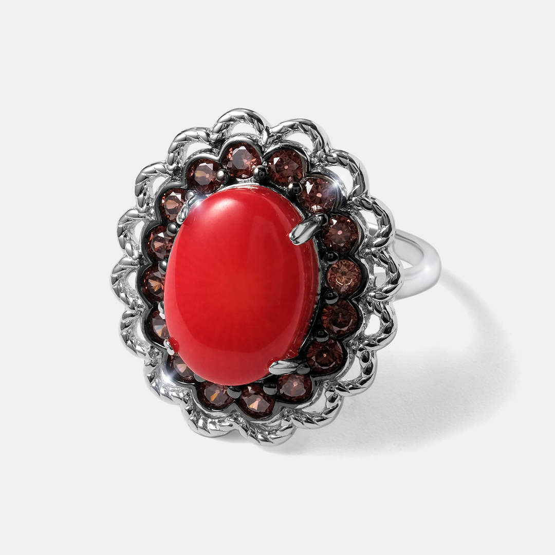 Серебряное кольцо с кораллом
