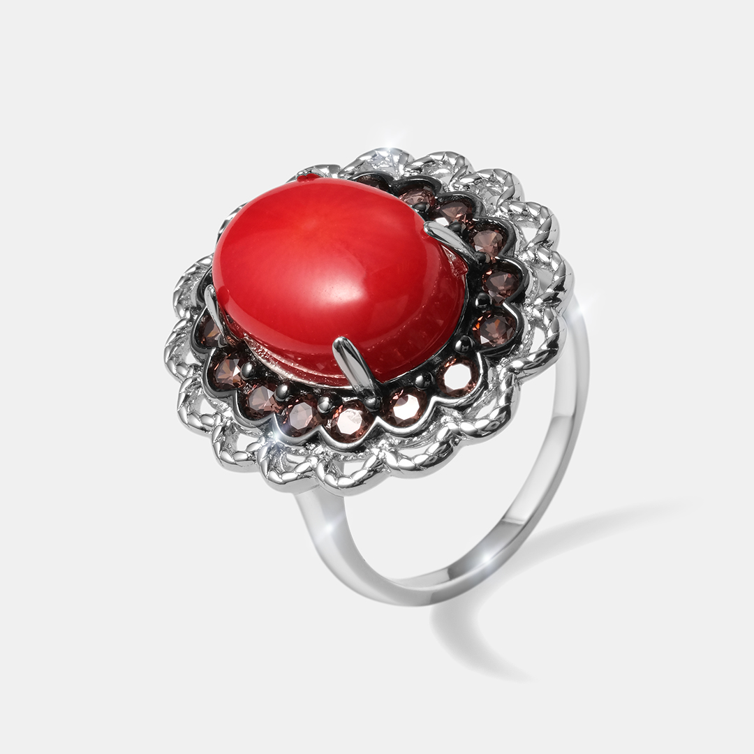 Серебряное кольцо с кораллом