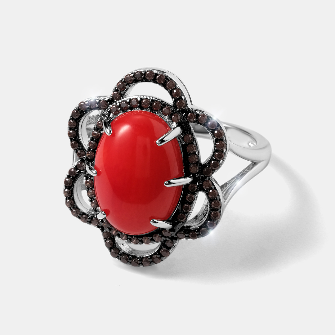 Серебряное кольцо с кораллом
