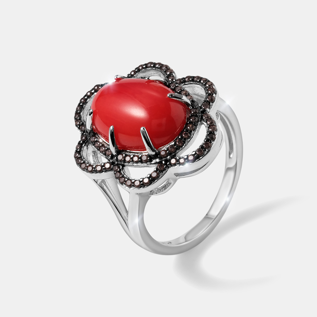 Серебряное кольцо с кораллом