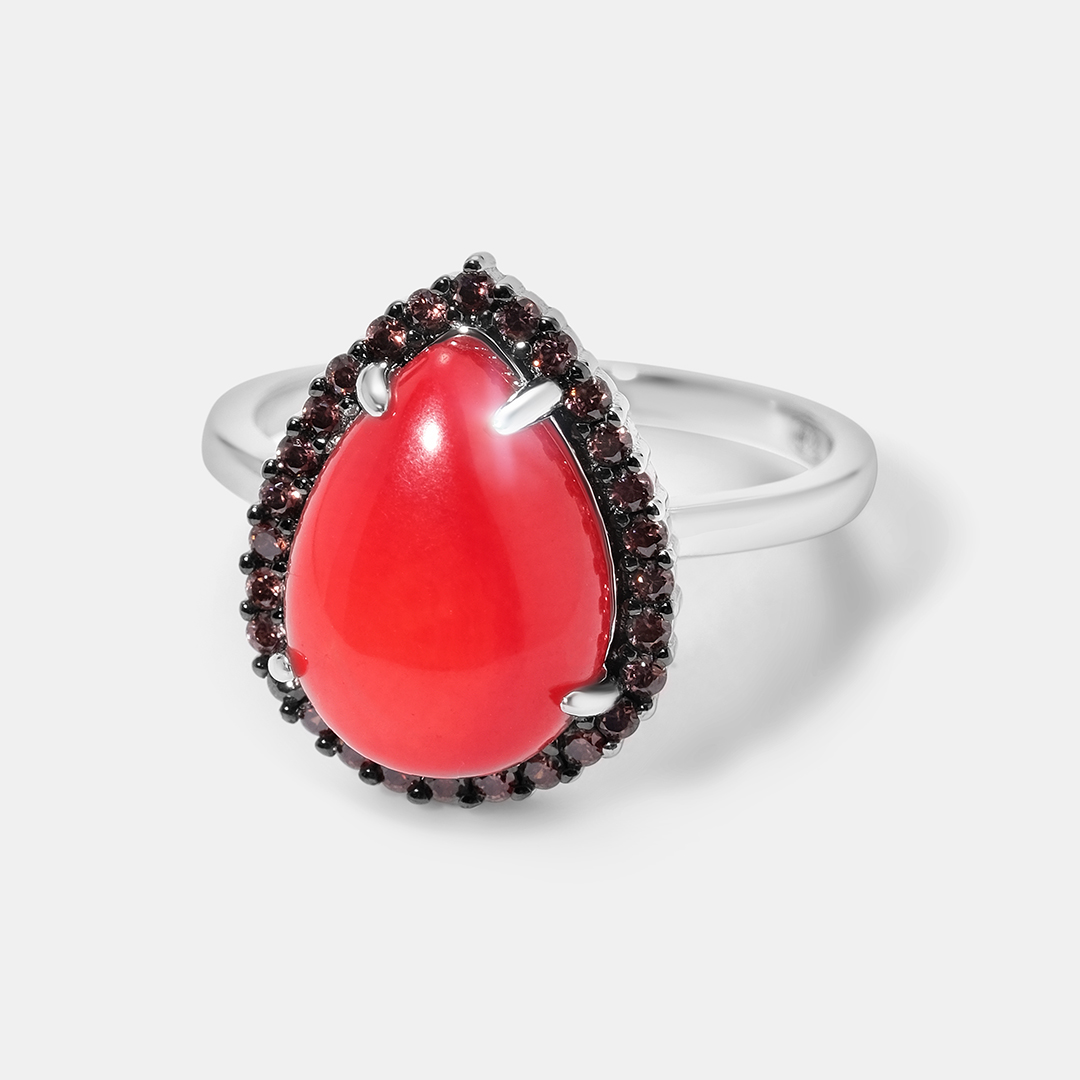 Серебряное кольцо с кораллом
