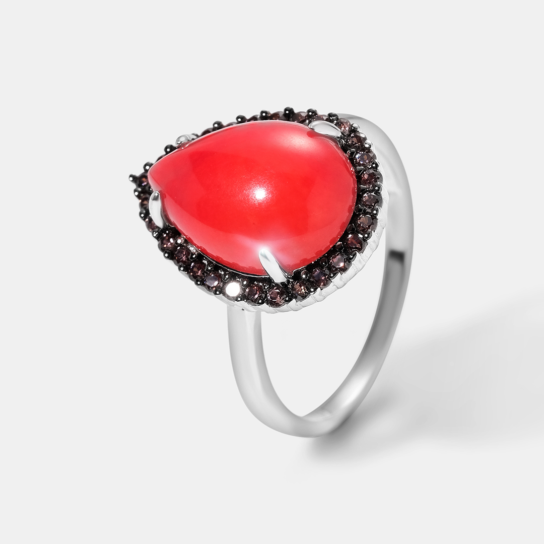 Серебряное кольцо с кораллом