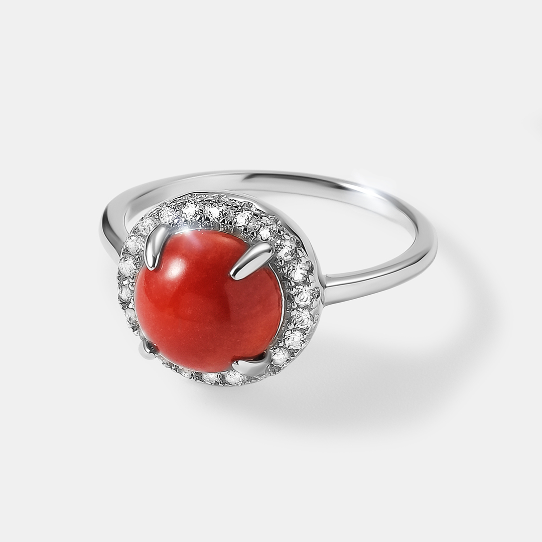 Серебряное кольцо с кораллом