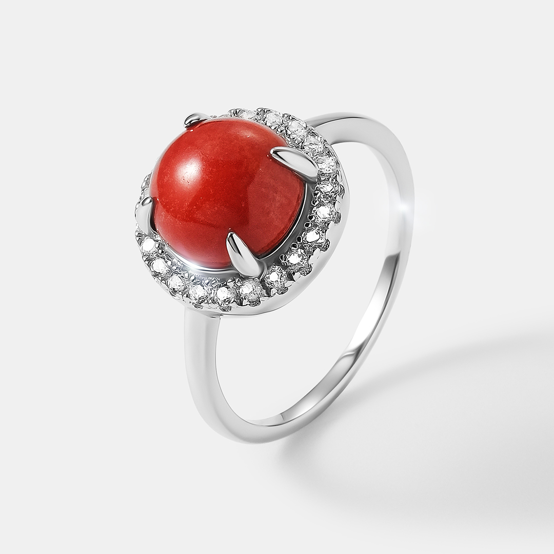 Серебряное кольцо с кораллом