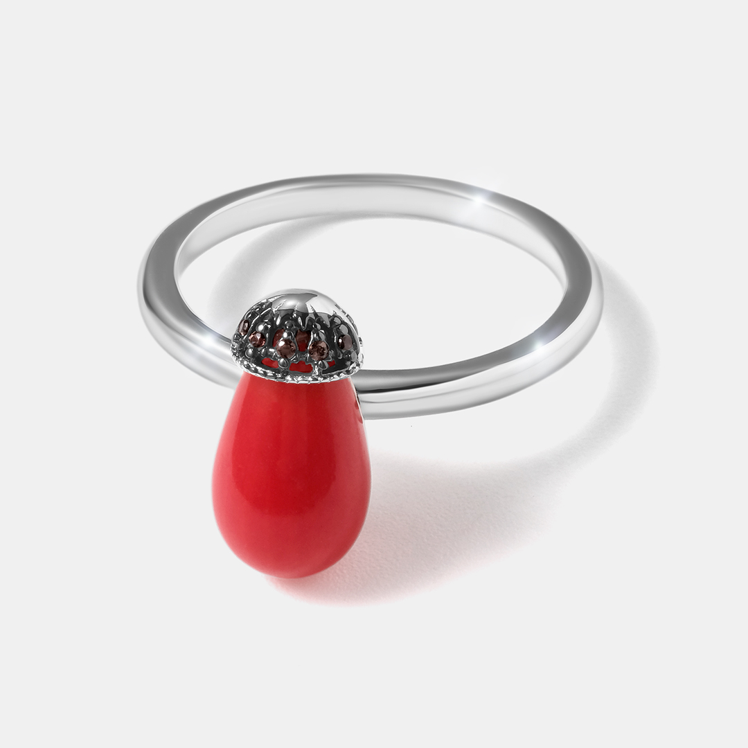 Серебряное кольцо с кораллом