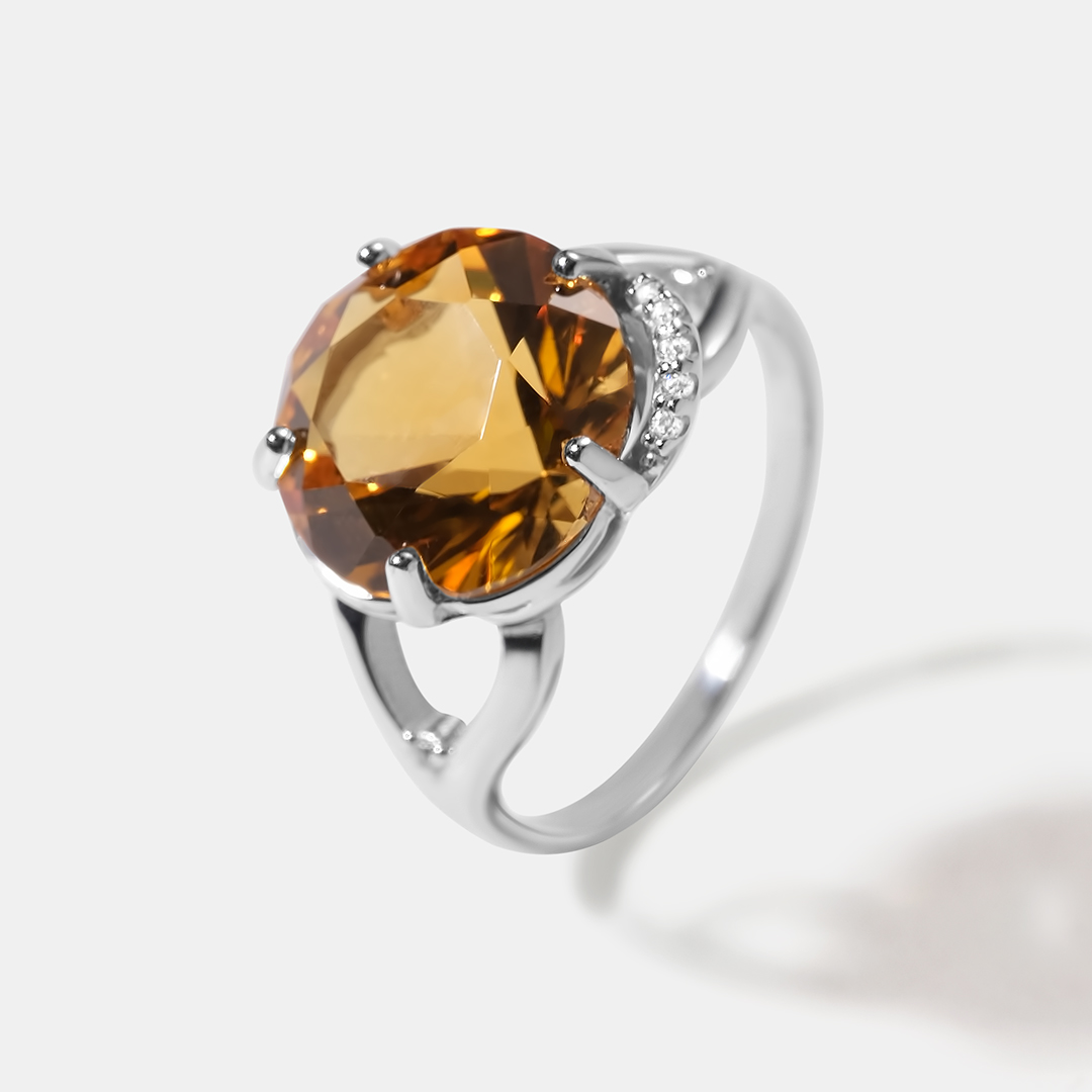 Серебряное кольцо с цитрином "Цветок"