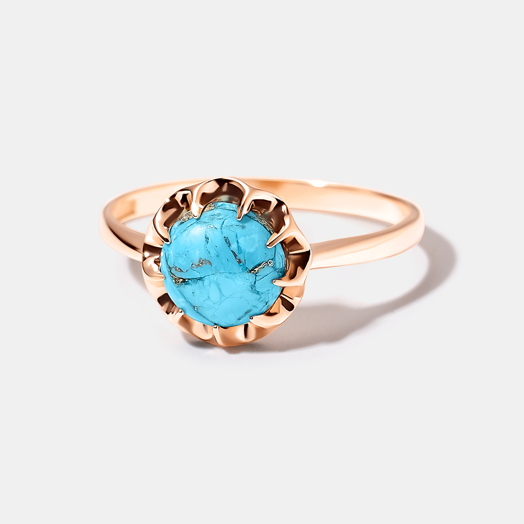 Серебряное кольцо с бирюзой "Цветок"
