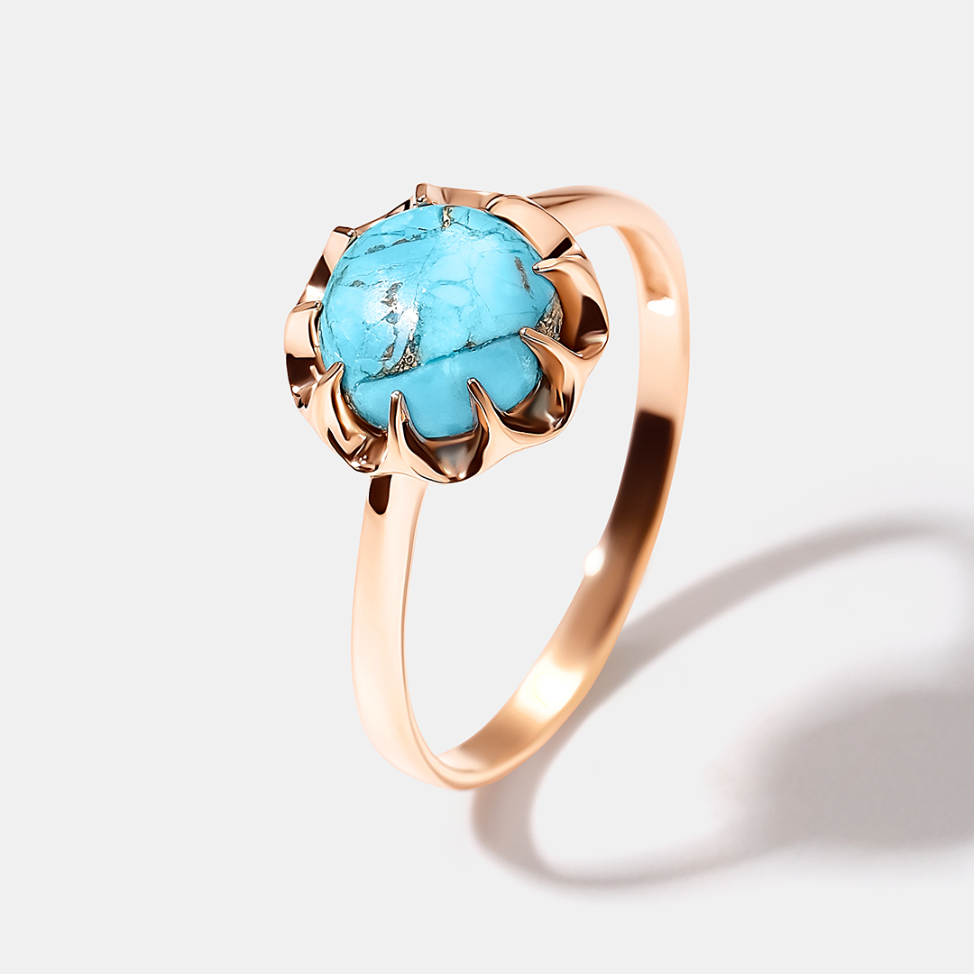 Серебряное кольцо с бирюзой "Цветок"