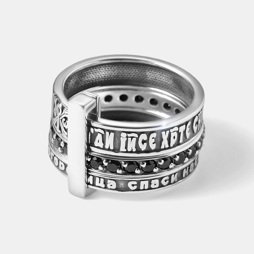 Серебряное кольцо со шпинелью "Иисусова молитва"