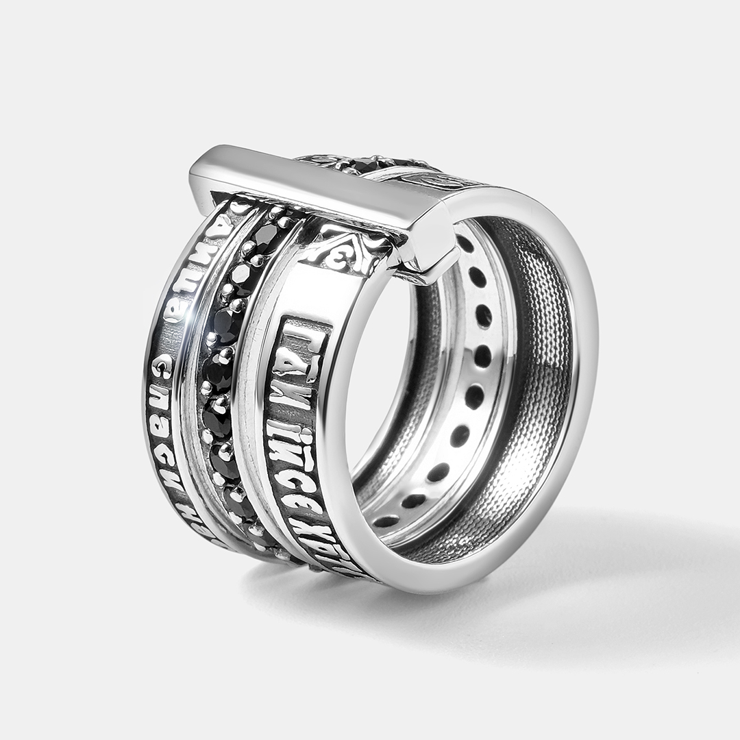 Серебряное кольцо со шпинелью "Иисусова молитва"