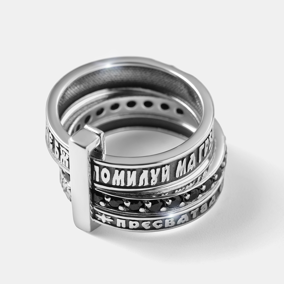 Серебряное кольцо со шпинелью "Иисусова молитва"