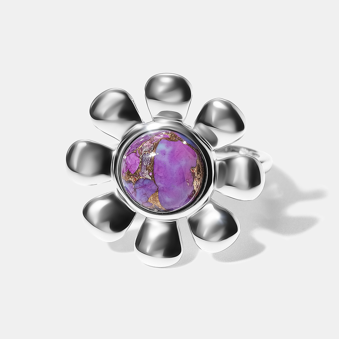 Серебряное кольцо с бирюзой Мохаве "Цветок"