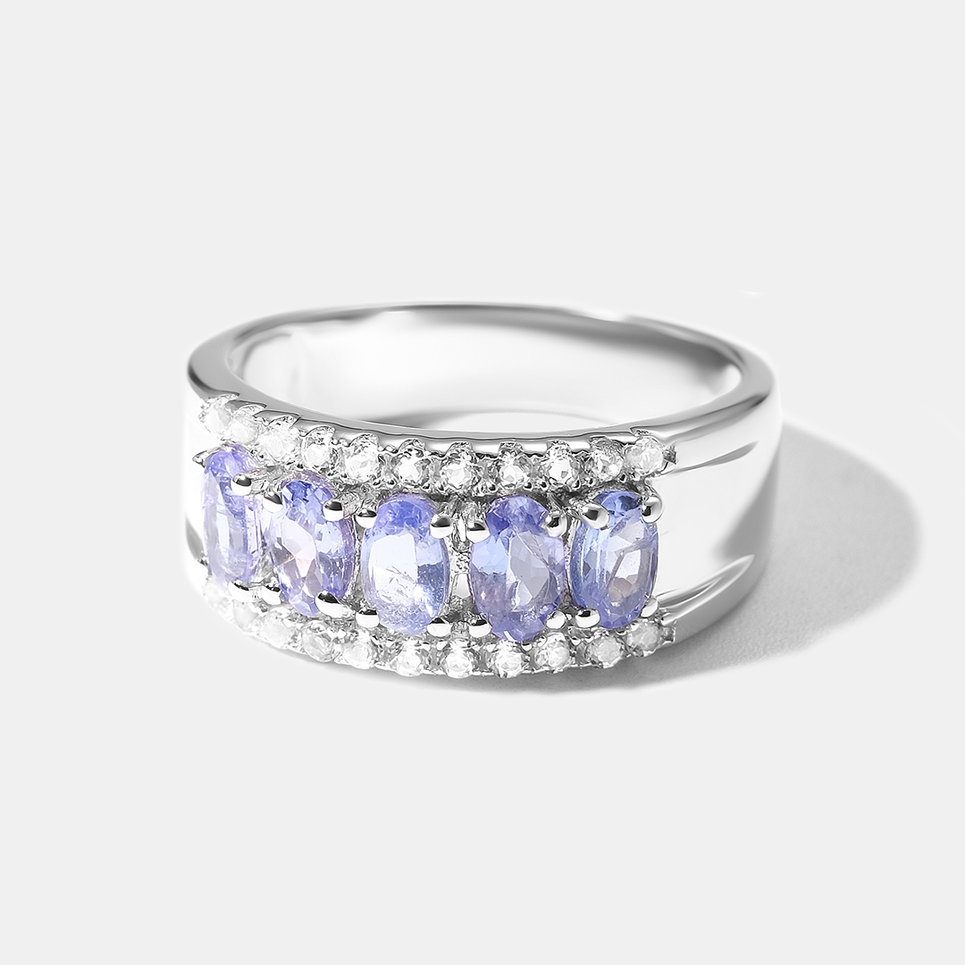 Серебряное кольцо с танзанитами