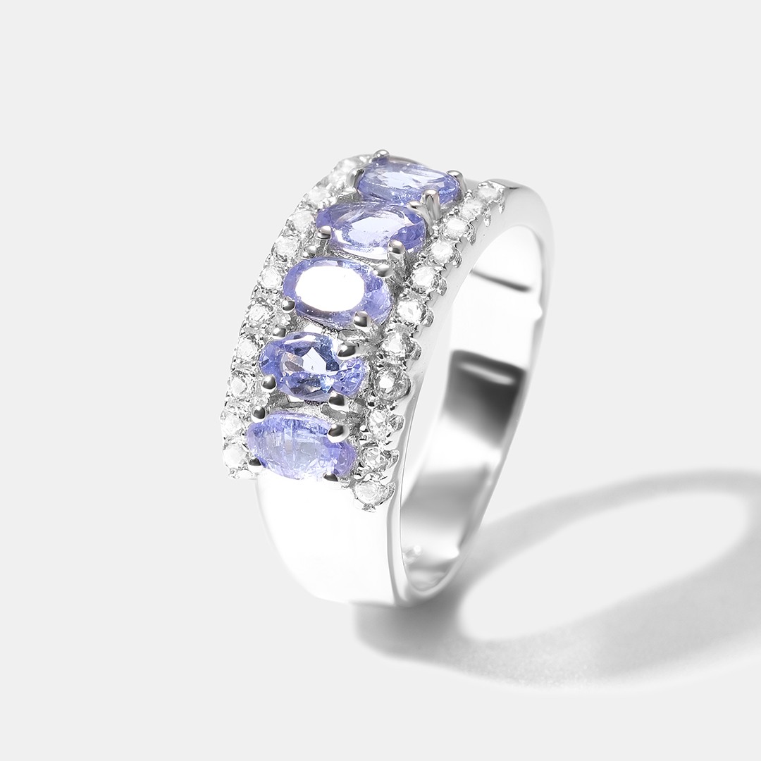 Серебряное кольцо с танзанитами