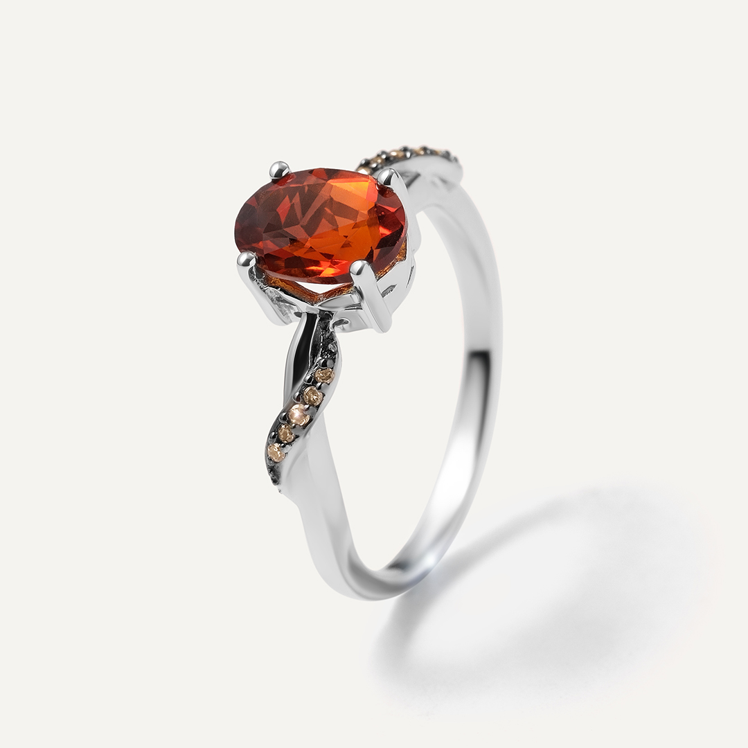 Серебряное кольцо с цитрином Мадейра