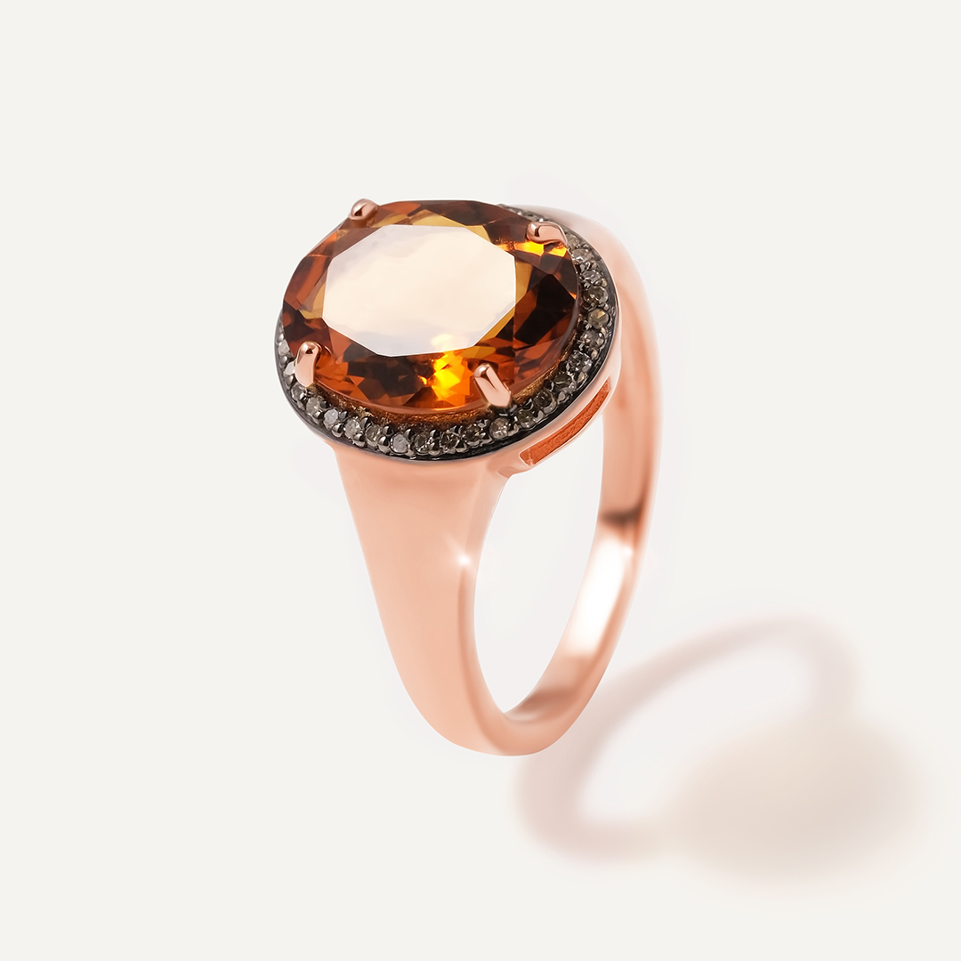 Серебряное кольцо с цитрином Мадейра