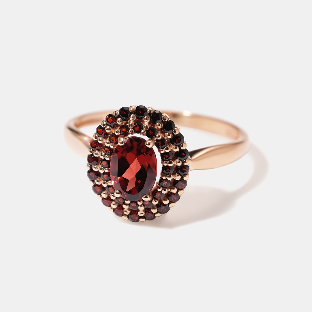 Серебряное кольцо с гранатами Мозамбик