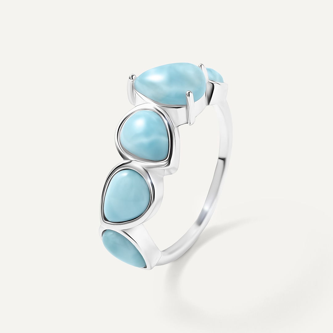 Серебряное кольцо с ларимарами