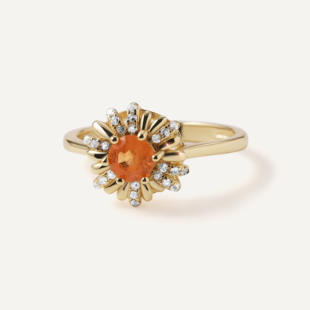 Серебряное кольцо с вульфенитом "Цветок"